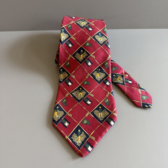 Tommy Hilfiger Other - Vintage 1990s Tommy Hilfiger Mens Silk Necktie Golf Design Red Green Blue Golfer